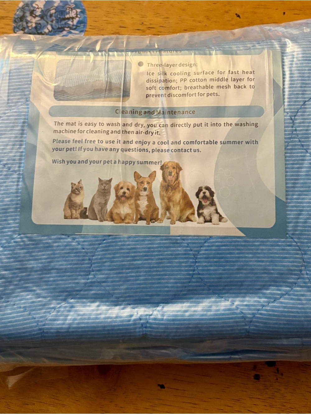 Pet Cooling Mat for Dogs & Cats – Blue Washable Cooling Pad – New